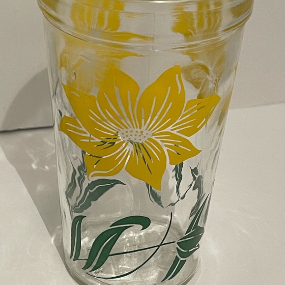 Vintage Hazel Atlas Drinking Glass Tumbler Daffodil Pattern 5.5” H 8oz Set of 2 - Picture 2 of 4